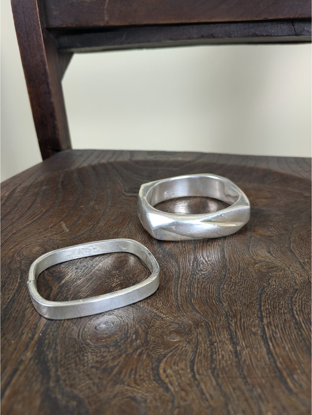 1990's Sterling Silver Abstract Bangle View 6